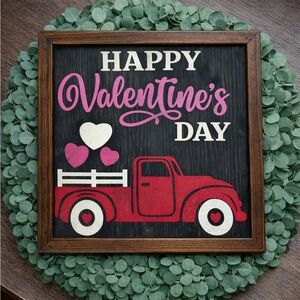 Valentine's Day Wall Art with Red Truck
